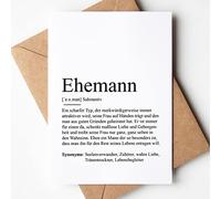 KAMEWI Carte de vœux Définition Mari | Carte pliante avec enveloppe en papier kraft | Cadeau de mariage, fiançailles, cadeau de mariage, anniversaire de mariage, anniversaire de mariage, heureux amour