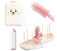 KAMHBE Brosse Biberon BéBé 7 en 1 Kit Nettoyage Voyage Goupillon Biberon Silicone pour Le Nettoyage des biberons et des Tasses (Rose)