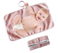KAMHBE Matelas à langer portable pliable et imperméable pour bébé - 60 cm x 35 cm - Pour voyage à la maison et à l'extérieur - KAMHBE (rose)