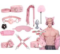 KaMieeg [12 Piece Set Set Multifonctionnel De 12 Pièces en Cuir Rose, Set D'entraînement en Peluche en Cuir PU De Première Qualité pour Les Exercices De Yoga, Cadeau Original -K7