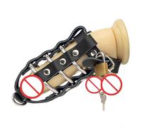 KaMieeg Accessoire Birdcage Multi Sport En Cuir Noir - Clé + 1 Cadenas, Confortable à Porter, Protection De La Forme Physique - Cadeau Original - K6