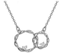 KaMieeg Collier - Collier Double Anneau En Argent Sterling Mère Et Fille, Statue D'amour Mère Et Fille Profondément Gravée, Cadeau De Fête Des Mères Pour Mum-K