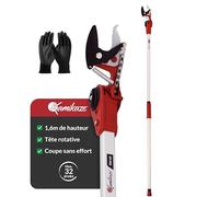 KAMIKAZE Échenilloir Coupe-Branches Premium 1,6 m Avec Mécanisme De Poulie Pour Réduire L’Effort. Sécateur En Hauteur Avec Tête Rotative et Lames en Acier SK5 avec Revêtement Antiadhésif. Modèle KM-63