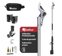 KAMIKAZE KV205Sécateur électrique professionnel d’élagage en hauteur avec batterie. Coupe Ø 40 mm. Longueur de perche 215 cm. Jusqu’à 8 heures d’autonomie. Livré avec deux batteries lithium.