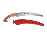 KAMIKAZE Scie d’Élagage Courbe W-330H avec Manche en Bois et Lame Courbe de 330 mm, Scie pour Bois en Acier SK-4 Riche en Carbone Haute Durabilité, Inclut Étui avec Clip