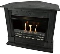 Kaminbau Mierzwa Cheminée Gel et éthanol Poêle Coin Apollo Y Compris kit d'accessoires + Verre de sécurité - Noir