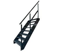 Kaminbau Mierzwa Escalier en acier de qualité supérieure avec balustrade droite en entièrement anthracite RAL 7016/8 marches (largeur 800 mm) (hauteur 152 cm) résistant aux intempéries