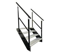 Kaminbau Mierzwa Escalier en acier de qualité supérieure avec balustrade/joues et balustrade anthracite RAL 7016/4 marches galvanisées (largeur 800 mm) (hauteur 76 cm), résistant aux intempéries, pour