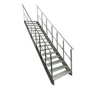 Kaminbau Mierzwa Escalier en acier de qualité supérieure avec garde-corps des deux côtés entièrement galvanisé / 16 marches en caillebotis (largeur 600 mm) (hauteur 304 cm), résistant aux intempéries