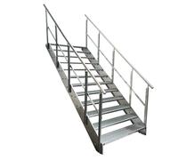 Kaminbau Mierzwa Escalier en acier de qualité supérieure avec garde-corps des deux côtés entièrement galvanisé / 12 marches (largeur 800 mm) (hauteur 228 cm), résistant aux intempéries, pour le jardin