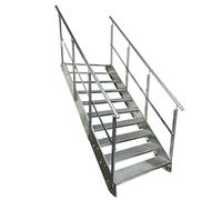 Kaminbau Mierzwa Escalier en acier de qualité supérieure avec garde-corps des deux côtés entièrement galvanisé / 10 marches (largeur 600 mm) (hauteur 190 cm), résistant aux intempéries, pour le jardin