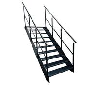 Kaminbau Mierzwa Escalier en acier de qualité supérieure avec garde-corps double face entièrement anthracite RAL 7016/10 marches (largeur 800 mm) (hauteur 190 cm), résistant aux intempéries, escalier