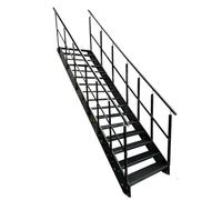 Kaminbau Mierzwa Escalier en acier de qualité supérieure avec garde-corps double face entièrement anthracite RAL 7016/16 marches (largeur 1400 mm) (hauteur 304 cm), résistant aux intempéries, escalier