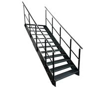 Kaminbau Mierzwa Escalier en acier de qualité supérieure avec garde-corps double face entièrement anthracite RAL 7016/12 marches (largeur 800 mm) (hauteur 228 cm) résistant aux intempéries, marche en