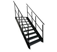 Kaminbau Mierzwa Escalier en acier de qualité supérieure avec garde-corps double face entièrement anthracite RAL 7016/9 marches (largeur 1200 mm) (hauteur 171 cm), résistant aux intempéries, escalier