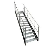 Kaminbau Mierzwa Escalier en acier de qualité supérieure avec garde-corps double face galvanisé/joues anthracite RAL 7016/15 marches galvanisées (largeur 1000 mm) (hauteur 285 cm), résistant aux