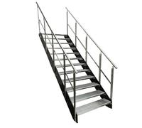 Kaminbau Mierzwa Escalier en acier de qualité supérieure avec garde-corps double face galvanisé/joues anthracite RAL 7016/12 marches galvanisées (largeur 800 mm) (hauteur 228 cm) résistant aux