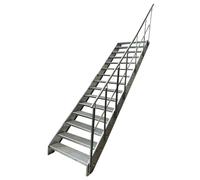 Kaminbau Mierzwa Escalier en acier de qualité supérieure avec garde-corps droit entièrement galvanisé / 15 marches (largeur 1200 mm) (hauteur 285 cm), résistant aux intempéries, pour le jardin