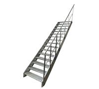 Kaminbau Mierzwa Escalier en acier de qualité supérieure avec garde-corps droit entièrement galvanisé / 16 marches en caillebotis (largeur 600 mm) (hauteur 304 cm), résistant aux intempéries, pour le