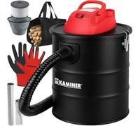 KAMINER Aspirateur à cendres 15L, 1200W, 20kPa, HEPA + filtre textile, fonction soufflage, tuyau d'aspiration en métal, 2 buses en aluminium, pinces métalliques, four, barbecue, atelier - Sans sac