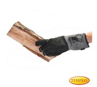 Kaminhandschuh Gant de Grill Protection Thermique Cuir Gris Cheminée L Temprix