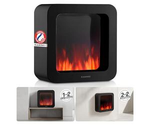 KAMINIO Cheminée électrique de Table MIA - Feu Table décoratif avec Effet Flamme 3D, sans Fil, Portable, Batterie Longue durée (Noir, 16"/40cm)