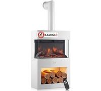 Kaminio Cheminée électrique Henri – Poêle avec chauffage, effet de flamme 3D, télécommande (Blanc)