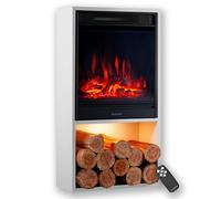 KAMINIO Cheminée électrique Hugo - Poêle électrique avec Chauffage, Effet de Flamme 3D, lumière d'ambiance LED, Casier à Bois, télécommande (Blanc)