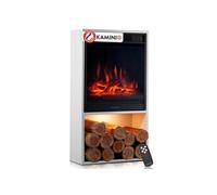 KAMINIO Cheminée électrique Hugo - Poêle électrique avec Chauffage, Effet de Flamme 3D, lumière d'ambiance LED, Casier à Bois, télécommande (Blanc)