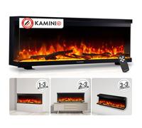 Kaminio Cheminée électrique Lea – 3-en-1 panoramique, chauffage, 12 couleurs, télécommande 50 pouces