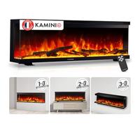 KAMINIO Cheminée Electrique Lea - Cheminée Électrique 3-en-1 avec Vue panoramique, Chauffage, Effet de Flamme, 12 Couleurs de Flammes, télécommande (60 Pouces (152,4 cm))