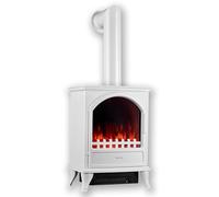 KAMINIO Cheminée électrique Leni - Poêle électrique avec Chauffage, Effet de Flamme 3D (Blanc, Avey Tuyau)