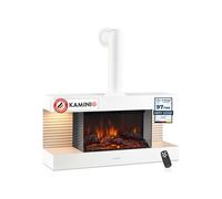 KAMINIO Cheminée électrique LIZ avec conduit -Cheminée murale avec chauffage, flamme 3D, éclairage LED Ambilight, télécommande-Blanc