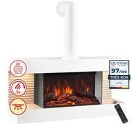 KAMINIO Cheminée électrique LIZ avec conduit -Cheminée murale avec chauffage, flamme 3D, éclairage LED Ambilight, télécommande-Blanc