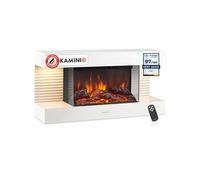 Kaminio Cheminée électrique murale LIZ – Chauffage, effet flamme 3D, LED, télécommande (Blanc)
