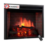 KAMINIO Cheminée électrique LUCA - Cheminée encastrable avec chauffage, effet de flamme 3D, 12 couleurs de flammes - 30 pouces