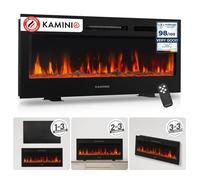 KAMINIO Cheminée Électrique MARLON - Cheminée 3-en-1 avec Chauffage, Effet de flamme 3D, 12 Couleurs de Flammes, Télécommande - 42""