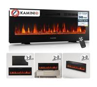 KAMINIO Cheminée électrique MARLON - Cheminée électrique 3 en 1 avec chauffage effet flamme 3D 12 couleurs de flamme - 50 pouces