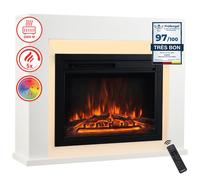 KAMINIO cheminée électrique MATTI - cheminée électrique avec chauffage, effet de flamme 3D, lumière d'ambiance LED, télécommande - blanc
