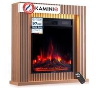 KAMINIO Cheminée électrique MATTI - Cheminée sur pied avec chauffage, effet de flamme 3D, lumière d'ambiance LED, télécommande - 32 pouces, Panneau
