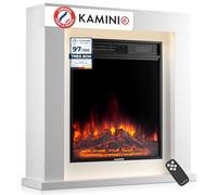 KAMINIO Cheminée électrique Matti - Cheminée sur Pied avec Chauffage, Effet de Flamme 3D, lumière d'ambiance LED, télécommande - 32 Pouces (Blanc)