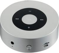 KAMINIO Haut-parleur crépitant MORITZ - Boîte à sons puissante avec sons de feu de cheminée, Bluetooth, AUX, microphone, batterie - argenté