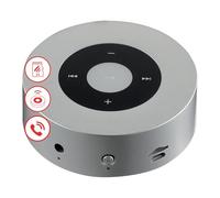 KAMINIO Haut-Parleur crépitant Moritz - Puissante Enceinte avec Sons de feu de cheminée, Bluetooth, AUX, Microphone, Batterie - Argent