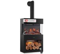 KAMINIO® Henri Cheminée électrique avec Chauffage & Tuyau de poêle, Noire