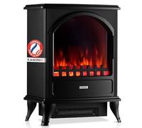KAMINIO® Leni Cheminée électrique avec Chauffage Noire [poêle décoratif] | Cheminée décorative sur pied avec effet de flamme, feu LED, radiateur soufflant intégré [900 / 1800 W], prête à l'emploi
