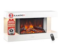 Kaminio Cheminée électrique murale LIZ – Chauffage, effet flamme 3D, LED, télécommande (Blanc)