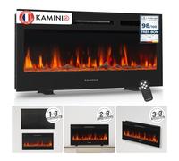 Kaminio Cheminée électrique Marlon – 3-en-1, chauffage, flammes 3D, 12 couleurs, télécommande – 36"