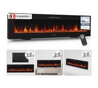 KAMINIO® Marlon Pro 70 Cheminée électrique chauffante à Effet Flamme | Cheminée décorative 3 en 1 encastrable, murale ou à poser, LED feu 12 couleurs, thermostat, minuterie, télécommande, noir