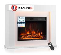 KAMINIO® Matti Modern 38 Blanche Cheminée électrique à Poser - Cheminée décorative chauffante avec effet de flamme