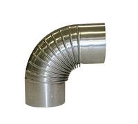 Kamino - Flam Coude Plissé Aluminié de Raccordement 90° Ø 150 mm, Tuyau de Poêle Coudé sans Trappe de Visit